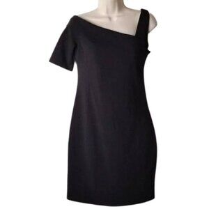NWT ST Studio Asymmetric Neck Mini Dress M Black Lined One Shoulder Sheath